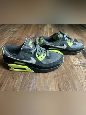 Nike Air Max Kids Gray and Neon Yellow Sneakers